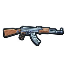 Rifle AK47 2 x 6 inch Embroidered Patch Iron-On F1D6V