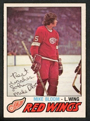 Mike Bloom Signed 1977-78 O-Pee-Chee Card 375 Red Wings ''To John Best Wishes