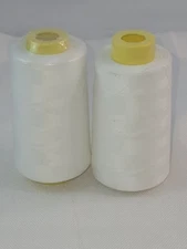 Lot of 2 Big Spools White Color t27s/2 Sewing Thread /Cone 130 g