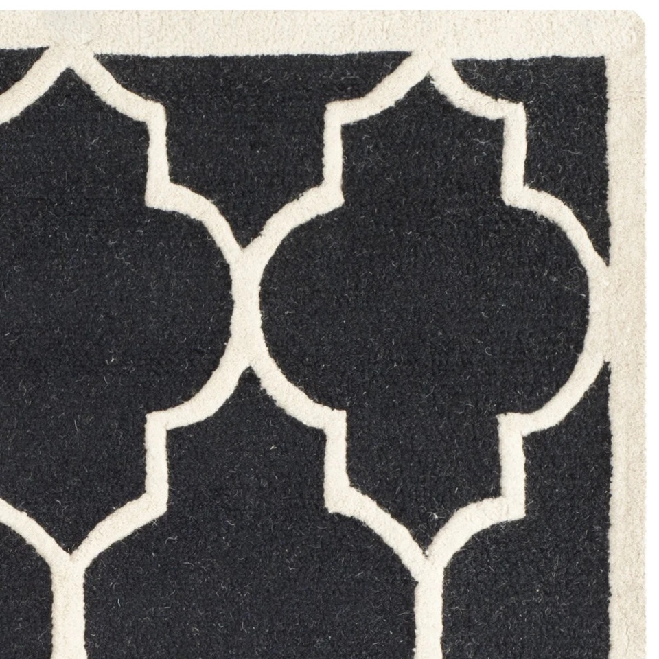 Cambridge Collection Area Rug - 6' Square, Black & Ivory, Handmade Moroccan T... - Image 3 of 4