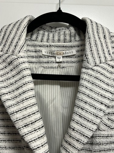 Veronica Beard Hosanna Black & White Striped Tweed Dickey Blazer Jacket size 4 - Picture 4 of 11