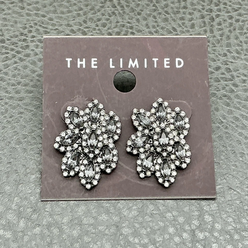 Pendientes The Limited Cristal Floral Racimo Tachuelas Mujer Tono Plata Estrás Foto 2 de 4