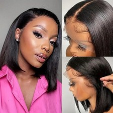 Short Bob Wig Front Lace Amazon Bobhaircut Black Short Straight Hair Full-head W