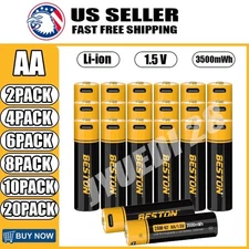 1.5V USB Rechargeable AA Battery 3500mwh Li-ion Batteries Lot -  High Quality !