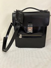 Vtg Conte Max Structured Top Handle Crossbody Bag Patent Leather Black Italy