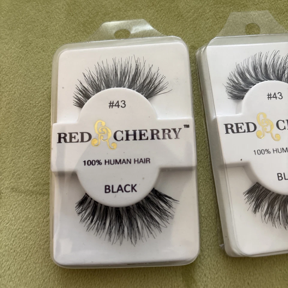 Lote (3) Pestañas Rojo Cereza Negro 100% Cabello Humano 1 par Ea #43 Nuevo en Paquete Foto 3 de 3