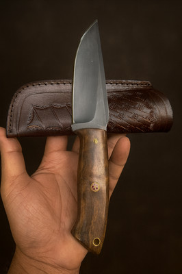 Jagdmesser aus Kohlenstoffstahl und Rosenholzgriff   Schmiedegefertigtes Camping