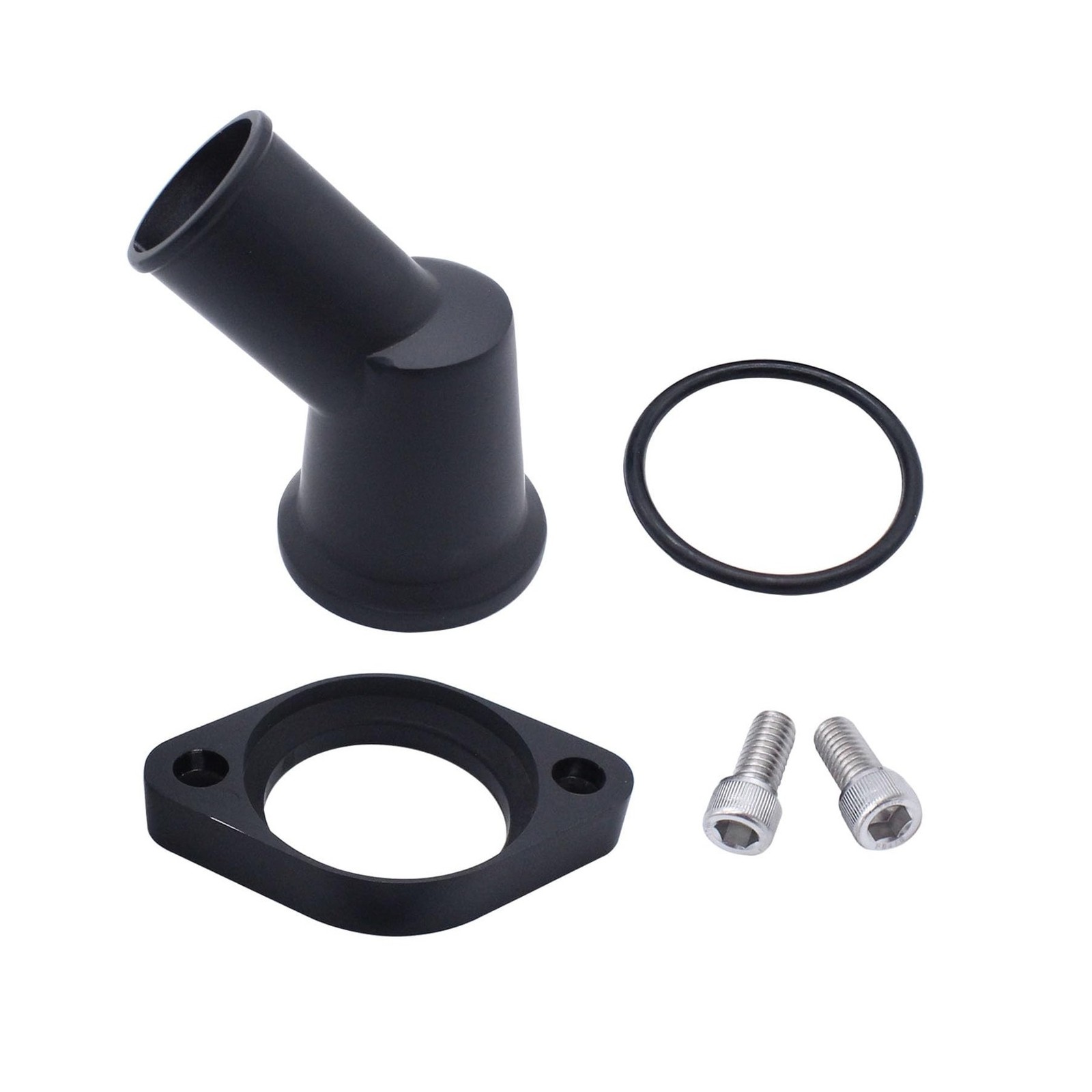 Thermostat Housing 45° Swivel Black Water Neck Compatible with SBC ... Fast