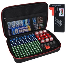 Battery Organizer Storage Box with Tester for 200+ AA AAA C 9V Batteries