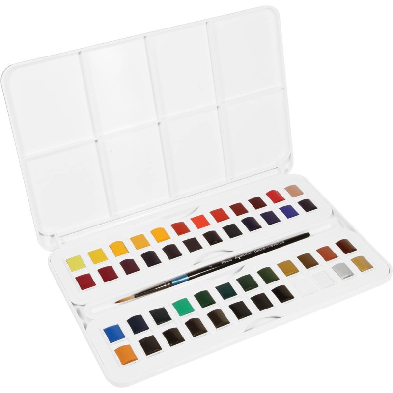 Aquarelle Daler-Rowney Aquafin 48 demi-godets pour l'illustration et le carnet de voyage
