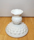 Vintage Fenton White Milk Glass Hobnail Candlestick Holder - Single