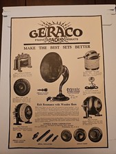 1923 OLD MAGAZINE PRINT AD, GERACO MUSIC MASTER RADIO PRODUCER WOODEN HORN