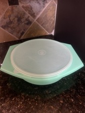 Vintage Tupperware giadeite verde verdura/frutta contenitore/crisper con coperchio