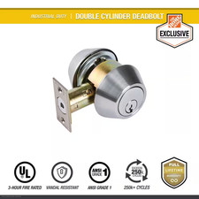 Industrial Duty Commercial Double Cylinder Deadbolt, UL 3-Hour Fire ANSI Grade 1