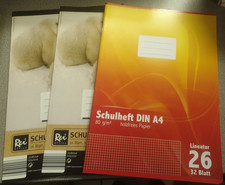 3 Schulhefte DIN A4 Kariert mit Rand (26)