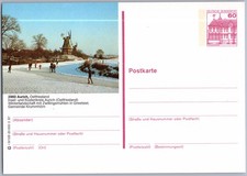 Aurich Greetsiel 1987 Winter Zwillingsmühlen Eisläufer Bildpostkarte, Ganzsache