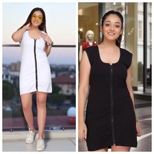 Luxury Interlock Women's Vest Mini Dress With Chain Woven Lycra Bodycon Clubwear