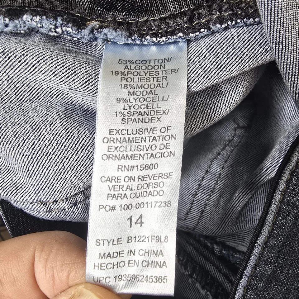 Democracy Jeans Womens 14 Bootcut Dark Blue Whiskered Denim Ab Solution Boho - Image 4 of 4