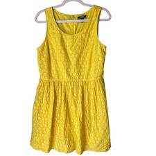Old Navy Yellow Eyelet Dress Sleeveless 100% Cotton Cottage Coquette Size 12