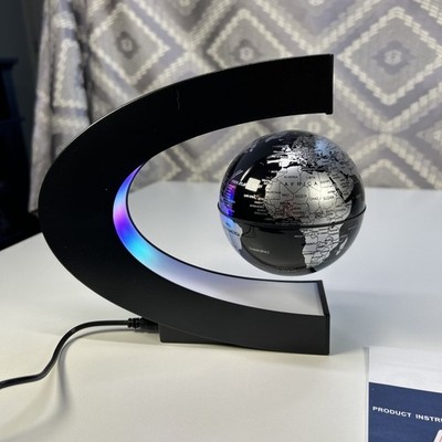 Estefanlo Floating Globe With Led Lights C Shape Magnetic Levitation Floating Gl