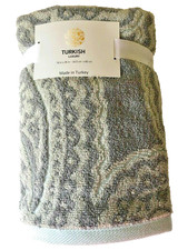 Turkish Luxury Hand Towels Paisley Bathroom Guestroom Bathroom Gray Blu Set of 2