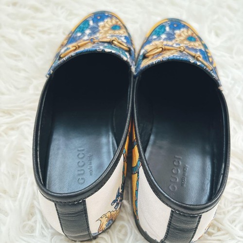 GUCCI Loafers Shoes Horse Bit EU 36.5 US 6.5 Blue Yellow Authentic - Picture 12 of 24