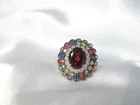 Vintage Sterling Silver 925 Garnet Sapphire Diamond Ring Size 6