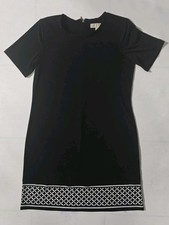 Michael Kors Geometric Trim Shift Short Sleeve Black Dress. Size M