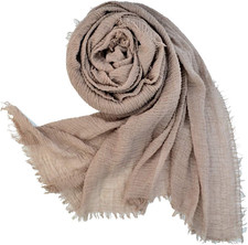 Women Summer Cotton Blend Crinkle Vintage Long Scarf Linen Beach Shawl Wrap