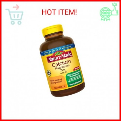 Nature Made Calcium Magnesium Zinc with Vitamin D3, Dietary Supplement for Bone