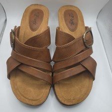 Eurosoft by Sofft Teddie Sandals Women's 8.5 Brown Adjustable Strap Wedge GAL455