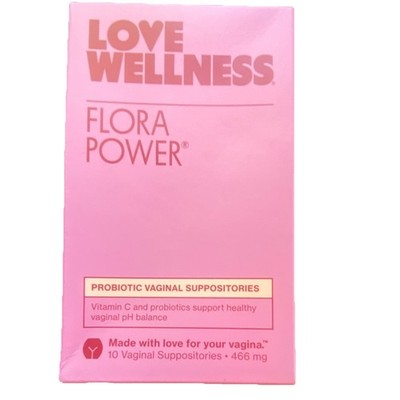 Love Wellness Flora Power Probiotic Vaginal Suppositories 10 Count 466 mg