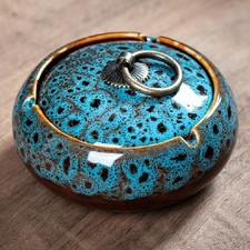 Posacenere in ceramica fatto a mano con coperchi posacenere antivento senza fumo per interni o