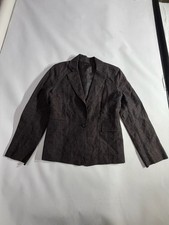 Jacket Blazer Brown Textured Linen Blend Single Button