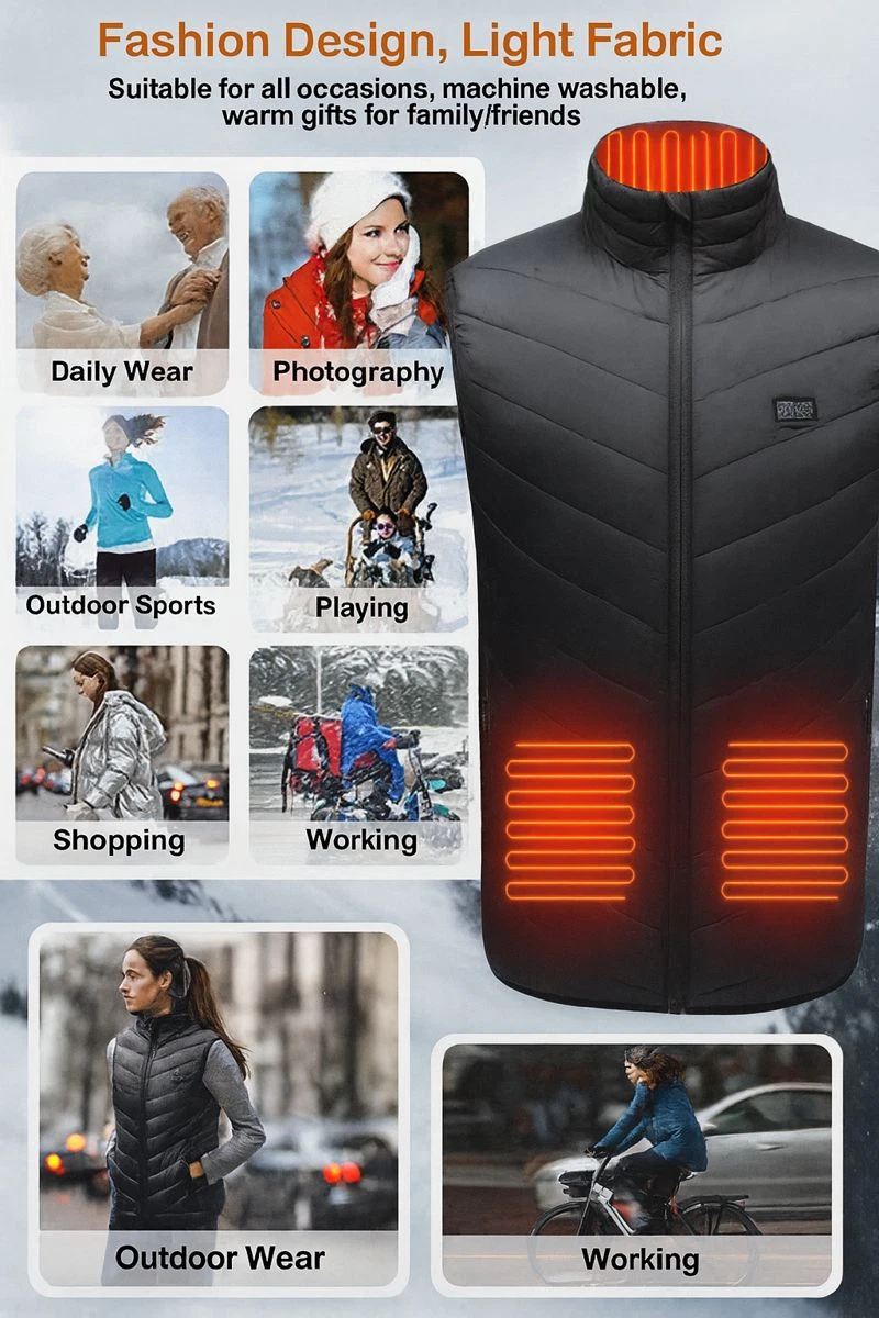 Heated Vest 9 Heating Zones With 10000mAh Battery Pack Electric Heating Vest US image 12