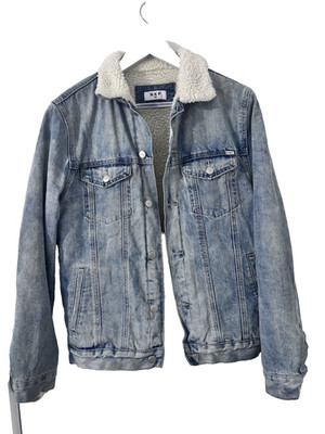 Nena & Pasadena Denim Jacket Size Medium M sherpa fleece NXP Chicago Trucker
