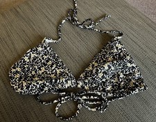 Bikini Top, Black, White & Green Triangle shaped Halter neck - Size 10