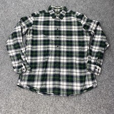 Eddie Bauer Shirt Mens Tall Large Green Plaid Flannel Button Down Relaxed Fit