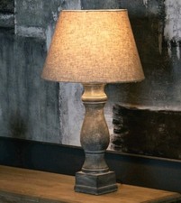 Image of Rustic Ceramic Table Lamp Chunky Stone Effect Base & Linen Shade 72 cm Amalfi