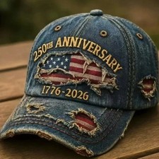 250th US Anniversary Denim Hat 1776–2026 Simulation print Patriotic Baseball Cap