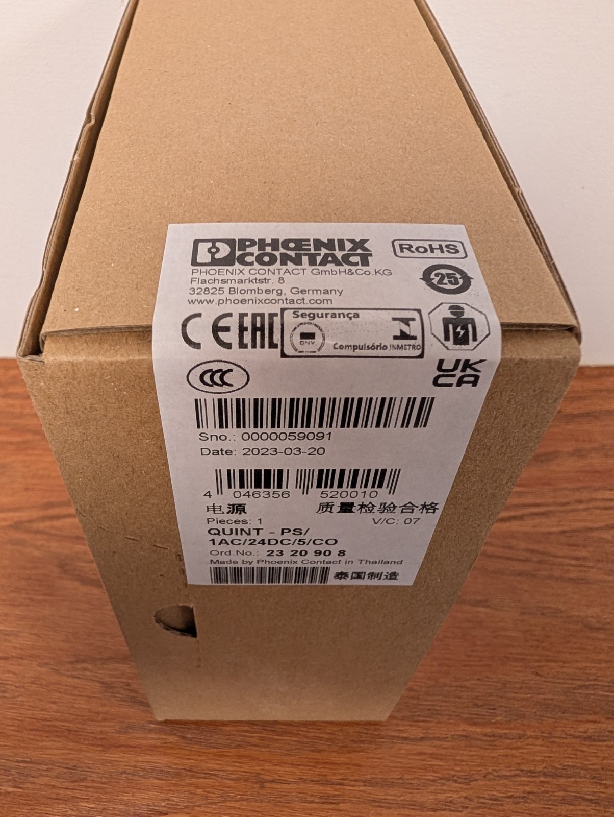 New In Un opened Box PHOENIX CONTACT QUINT-PS/1AC/24DC/5/CO 2320908 Power Supply