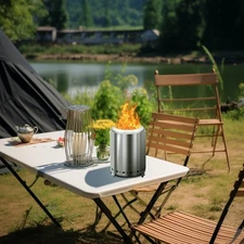 7.1*7.1*9.7in Smokeless Fire Pit Wood Fire Pot Stainless Steel Silver New