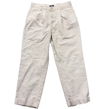 Dockers Linen Pants Mens 32x28 Pleated Cuffed No Wrinkle Beige Preppy Resort￼