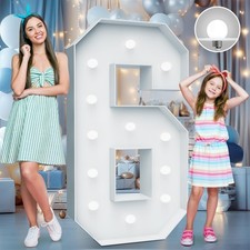 4FT Marquee Light Up Numbers - Cool White Light Up Number 6 with Fixed Water ...