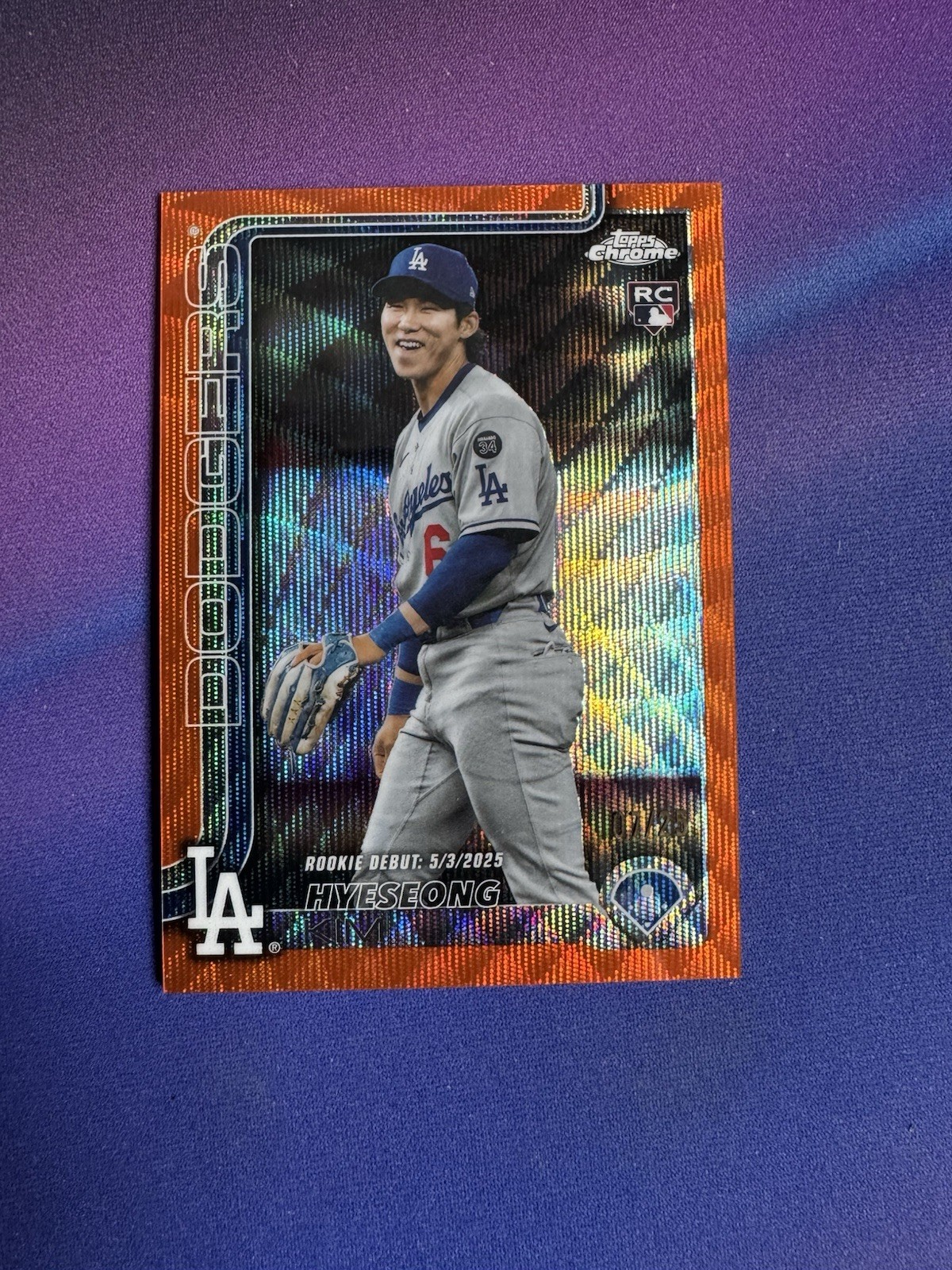 2025 Topps Chrome Update USC149 Hyeseong Kim Orange Wave Refractor #/25 Dodgers