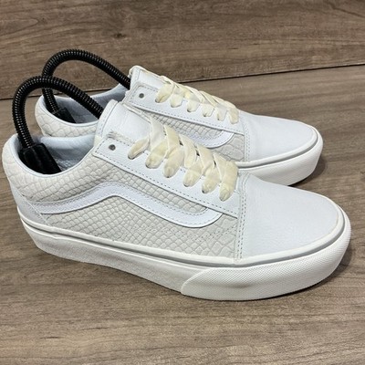 Vans Classic Platform Womens Size 7 White Snake Skin Shoes Sneakers Lace Up NEW