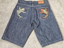 Size 38 Vintage Evisu Men s Jean Shorts Embroidered Koi Fish