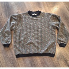 Vintage 80s 90s Stussy All Over Print AOP Sweatshirt Made in USA Tag L Peace