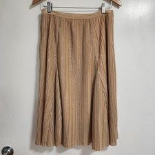 Anthropologie Maeve Womens Ambra Pleated Midi Skirt Rose Gold Metallic XS NWT