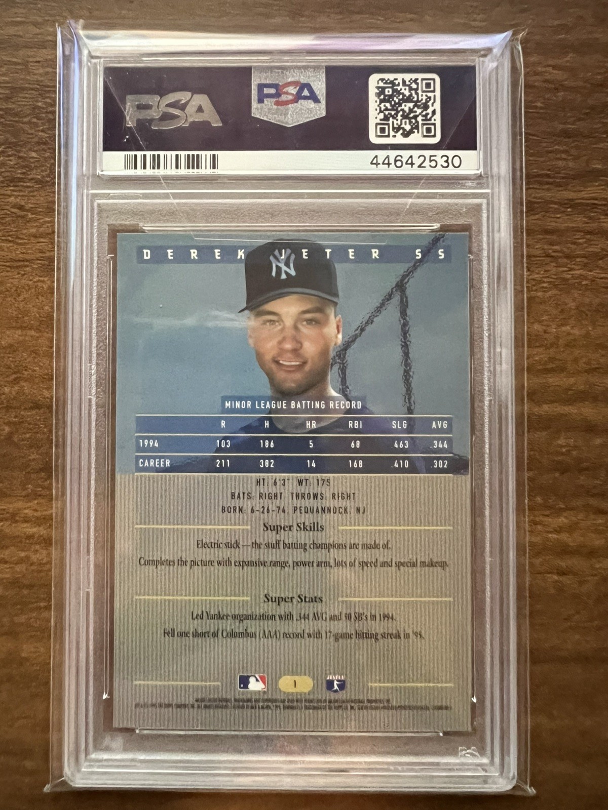 1995 BOWMAN'S BEST #1 DEREK JETER ROOKIE RC PSA 9 view 2